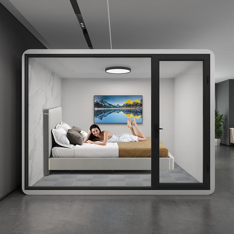 钢化玻璃隔音房家用移动式静音睡眠舱 金属框架隔音空间可定制
