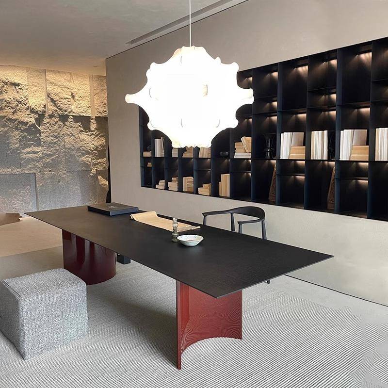 北欧设计实木会议办公桌客厅简约书桌侘寂风工作台长方形茶桌餐桌