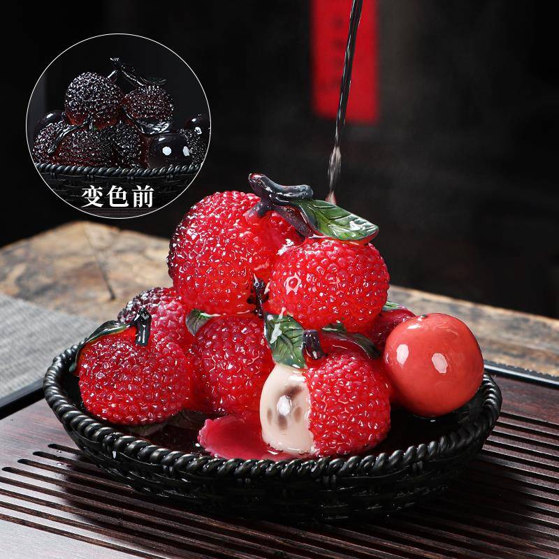 大吉大利荔枝变色茶宠摆件可养茶玩茶道茶具配件精品创意茶几客厅