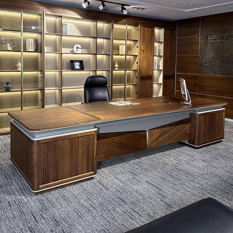 老板桌新中式实木办公桌总经理董事长轻奢现代高级大气办公家具