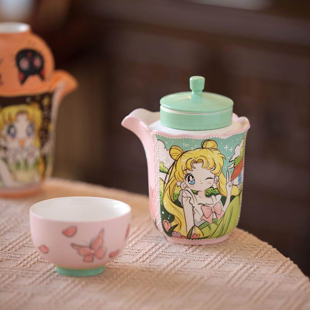 景德镇陶瓷手绘旅行茶具套装随行水杯子可爱美少女马克杯带过滤
