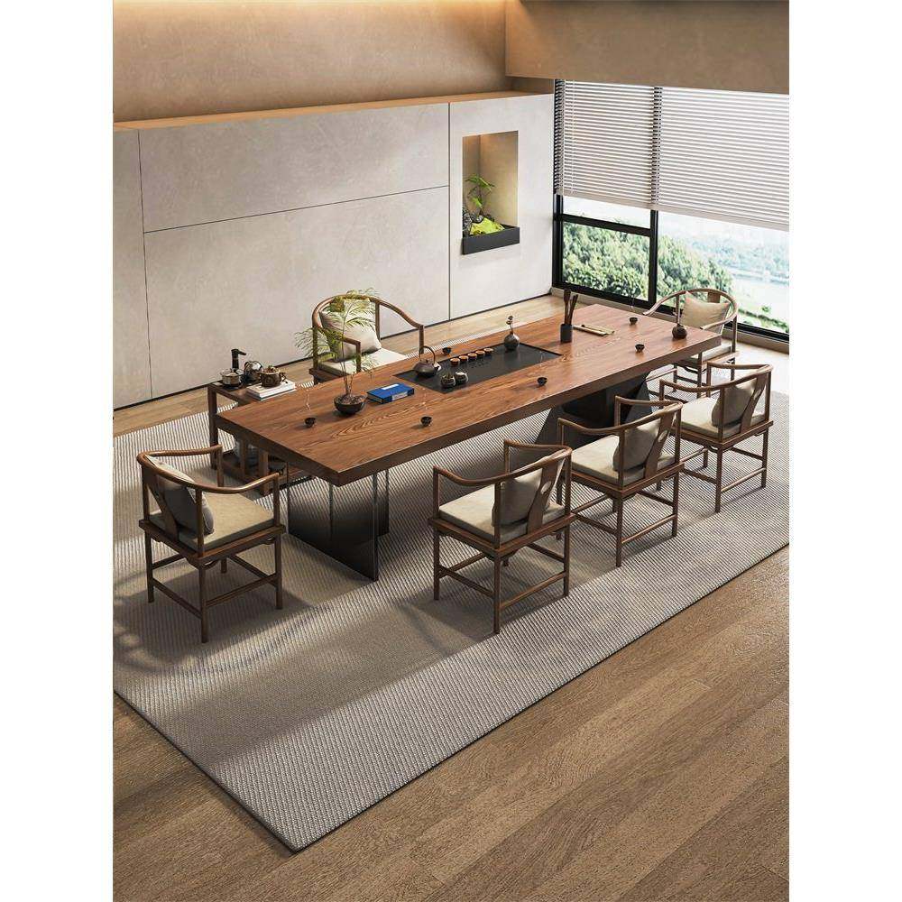 新中式实木家用功夫茶桌椅组合现代高端办公室客厅原木大板泡茶台,住宅家具,茶几,淘宝优惠券,粉丝福利购,淘宝优惠卷