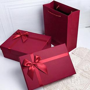 酒红色礼物盒结婚红色礼盒礼品盒子鞋盒睡衣生日礼盒空盒包装盒