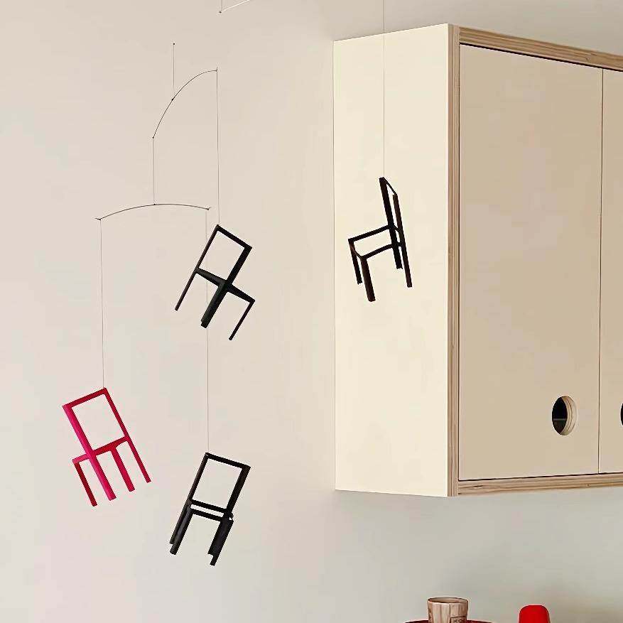 乐宅制造空中飞行椅子动态平衡挂饰创意风铃纸艺简约墙面装饰吊饰