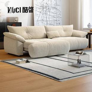 电动沙发床法式奶油风小户型客厅多功能伸缩雪尼尔高靠背布艺沙发
