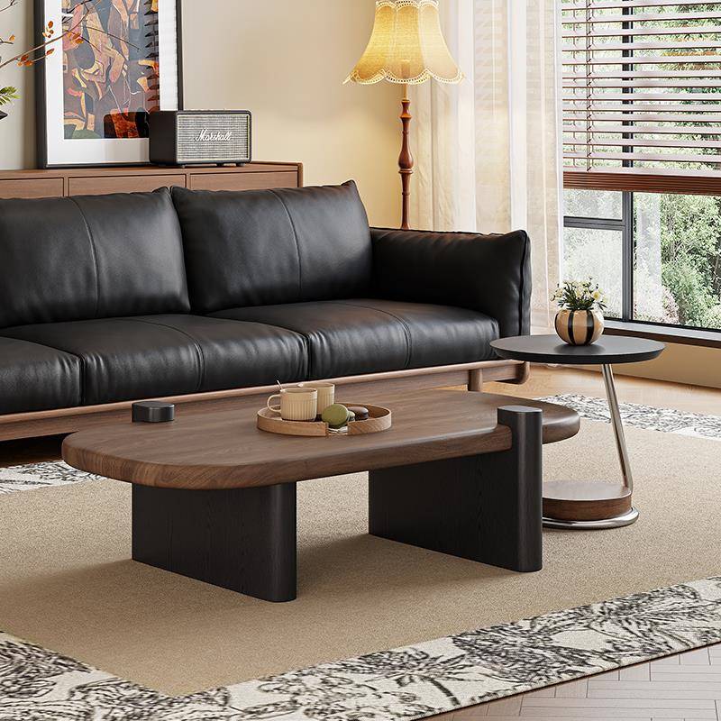 中古风月圆茶几轻奢高级感客厅家用实木茶几小户型高端边几组合