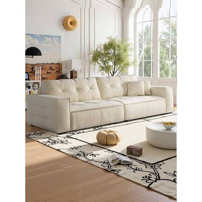 政府补贴斯澜迪奶油风高级绒布艺沙发客厅简约小户型豆腐块沙发