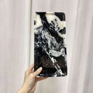 以里安天然大理石奢石宝格丽黑托盘香薰摆件桌面首饰化妆品收纳盘