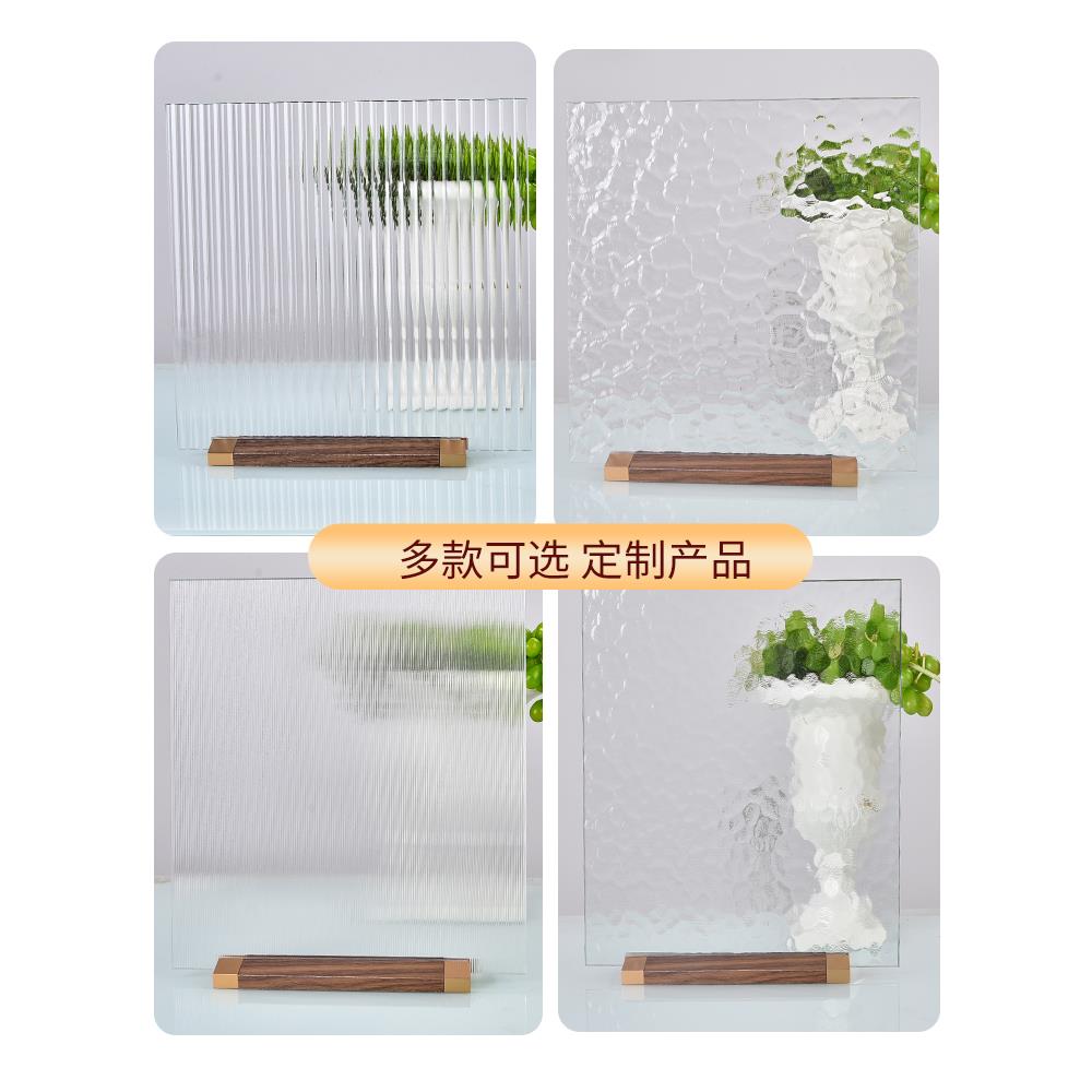 超白长虹钢化玻璃定制门窗隔断屏风艺术玻璃磨砂水纹钻石小灯芯