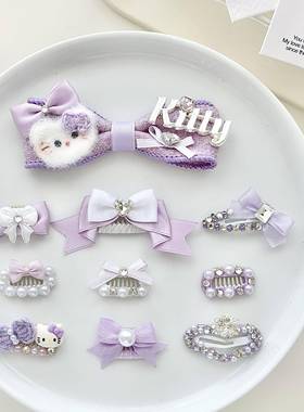 碎发宠物bb夹紫色蝴蝶结发夹猫咪头饰狗狗发卡约克夏马尔济斯可爱