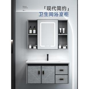 现代简约太空铝浴室柜卫生间洗脸盆组合一体陶瓷洗手池洗漱台面盆