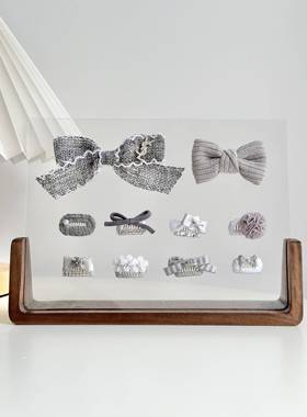 宠物发夹迷你碎发经典灰色蝴蝶结猫咪头饰马尔济斯约克夏泰迪可爱