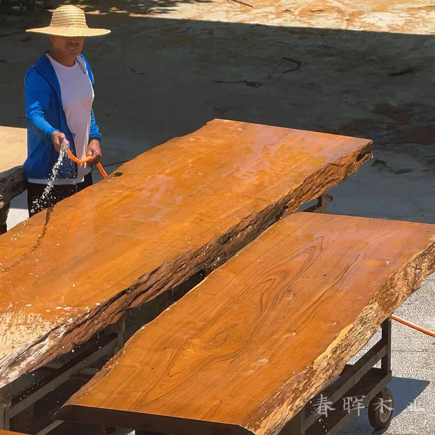 缅甸柚木大板实木侘寂风整板茶桌茶台去客厅化书桌自然边原木餐桌