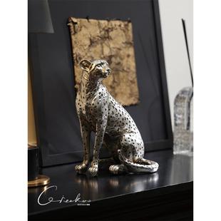 契阔家居 Pard豹禧系列镀银猎豹雕塑桌面装饰摆件客厅艺术装置