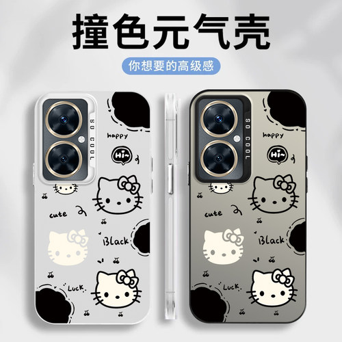 黑白猫咪适用于华为畅享60Pro手机壳男女新款MA0-AL00全包防摔60X网红元气卡通ins风畅享60保护手机套的外壳