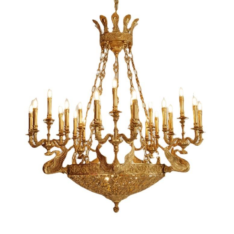 全铜吊灯家装客厅卧室餐厅书房复古创意欧式蜡烛别墅全铜灯具