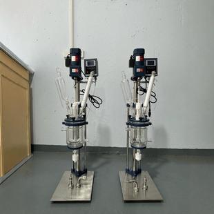 玻璃反应釜 双层玻璃反应釜5L实验室蒸馏萃取合成反应器小型夹套式