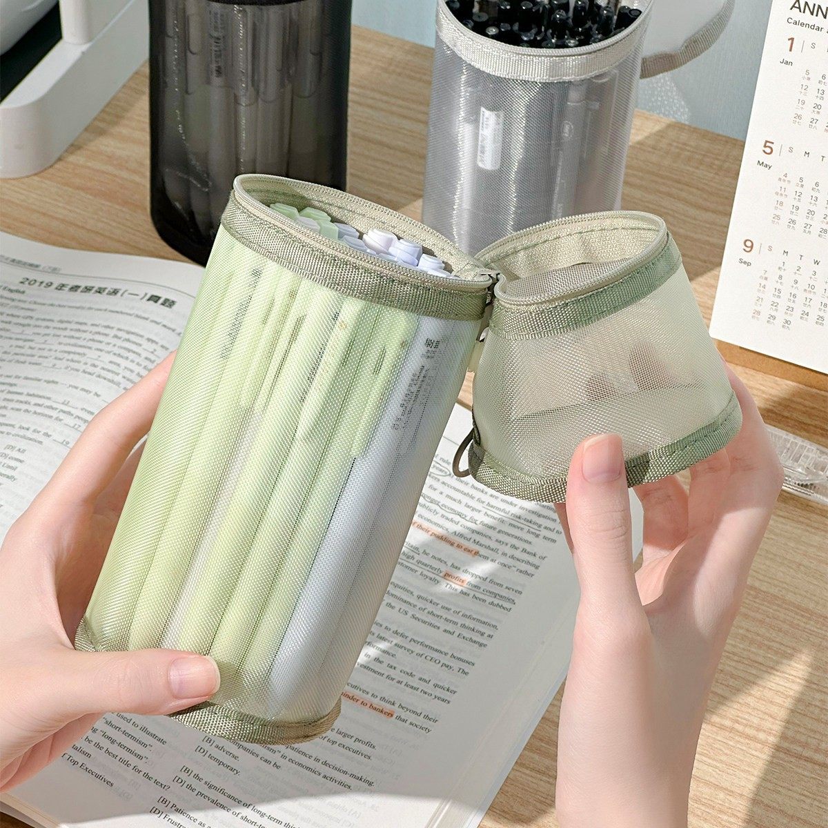 网纱笔筒笔袋ins立式透明简约文具化妆品化妆刷大容量收纳JY,文具电教/文化用品/商务用品,笔袋,淘宝优惠券,粉丝福利购,淘宝优惠卷