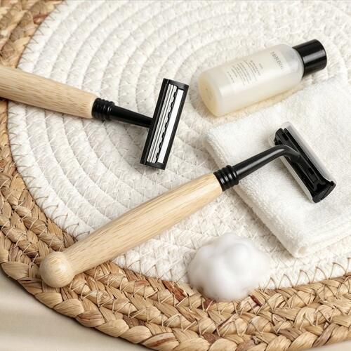 木柄双层剃须刀片男刮脸刮胡刀手