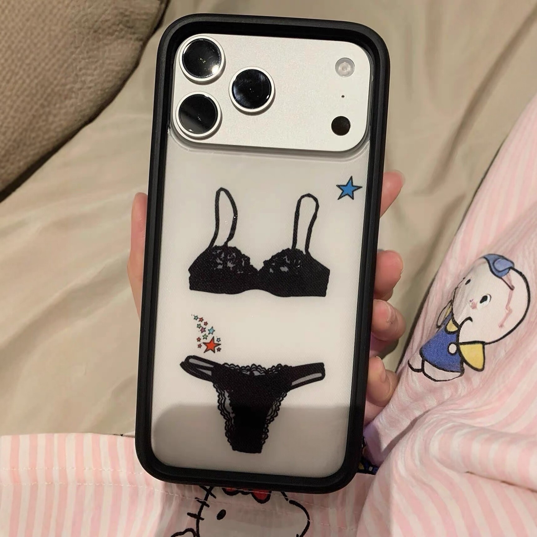 WF野花手机壳蕾丝内衣适蓝色/豹纹/紫色适用苹果17Pro手机壳iphone16/15/14/13/12/Pro/Max防摔保护高级