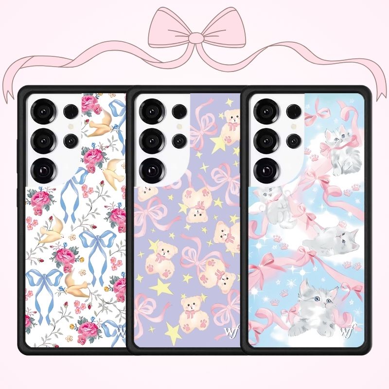 WF蝴蝶结系列小猫/信鸽/小熊手机壳适用于三星sumsungS26U/S25/S24/S23ultra全包防摔保护套缤纷花朵海豚猫咪