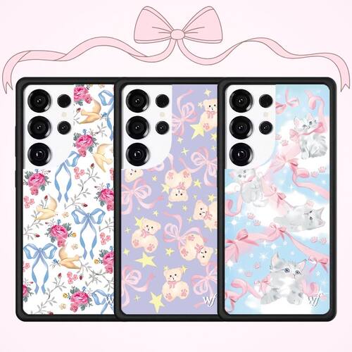 WF蝴蝶结系列小猫/信鸽/小熊手机壳适用于三星sumsungS26U/S25/S24/S23ultra全包防摔保护套缤纷花朵海豚猫咪