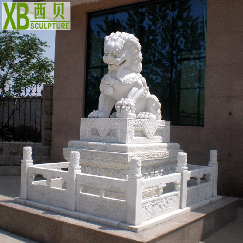 石雕狮子一对家用门口庭院中式汉白玉石雕摆件单位摆放大型石狮子