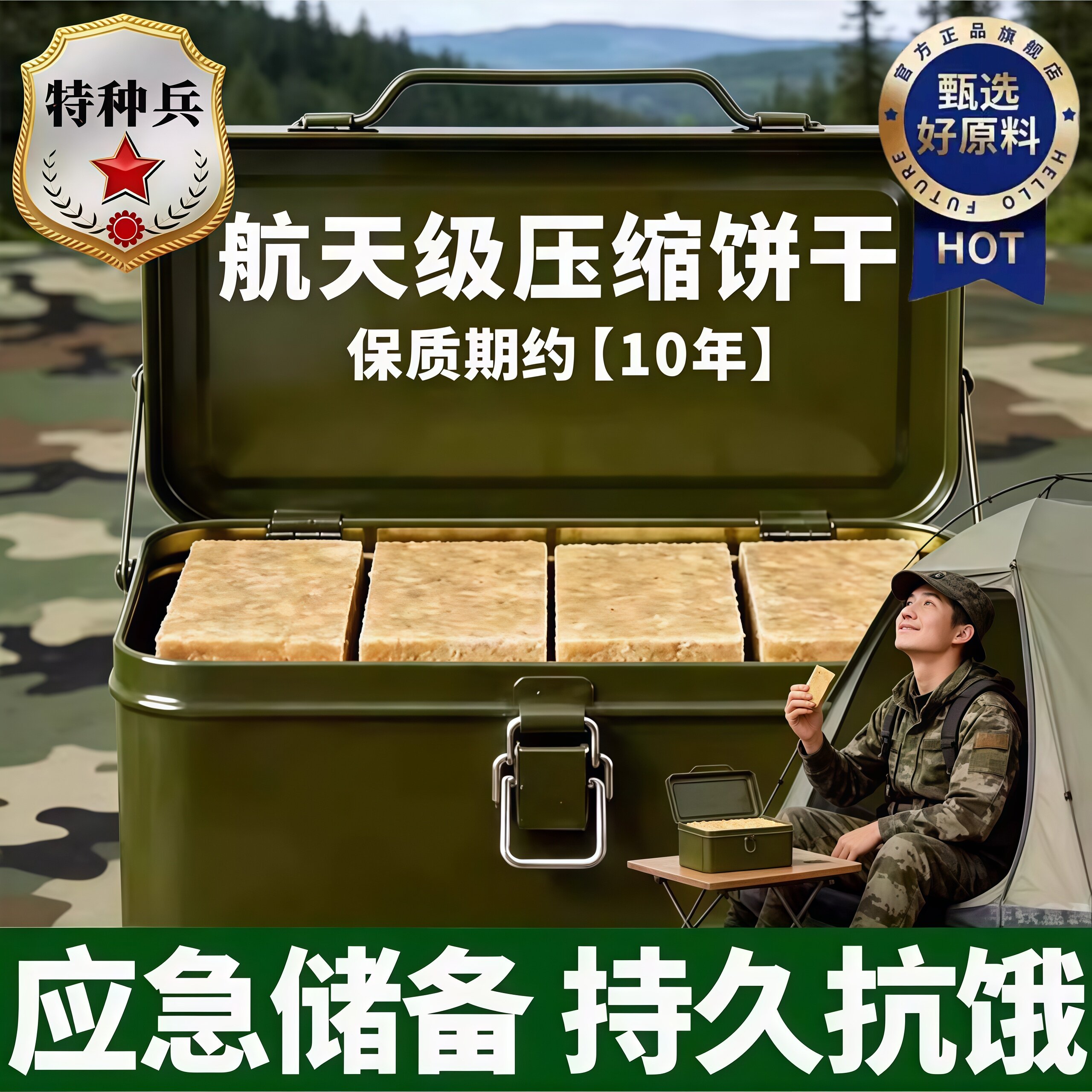 特种兵压缩饼干军粮保质期20年储备粮无糖低脂独立包装官方旗舰店