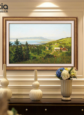 入室玄关装饰画山水风景客厅沙发背景墙挂画欧式餐厅书房画博登湖