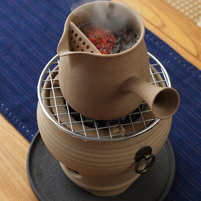 粗陶煮茶器套装陶瓷侧把罐罐茶麦饭石茶壶古法陶瓷泡茶壶家用茶具