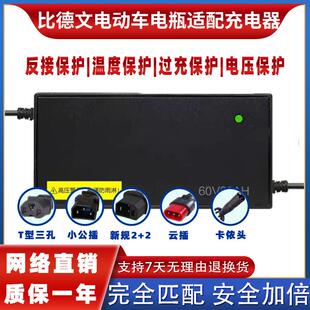 比德文电动车锂电池充电器48V2A3A5A54.75V58.4V小公插三圆针云插