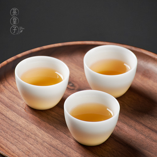 6只家用待客品茗杯精致办公室喝茶单个 冰种羊脂玉瓷茶杯m套装