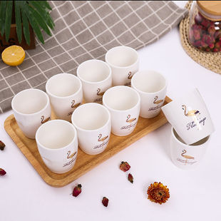 小茶杯陶瓷茶盏s茶碗家用单个泡茶杯组现代客厅陶瓷盖碗茶 10个装