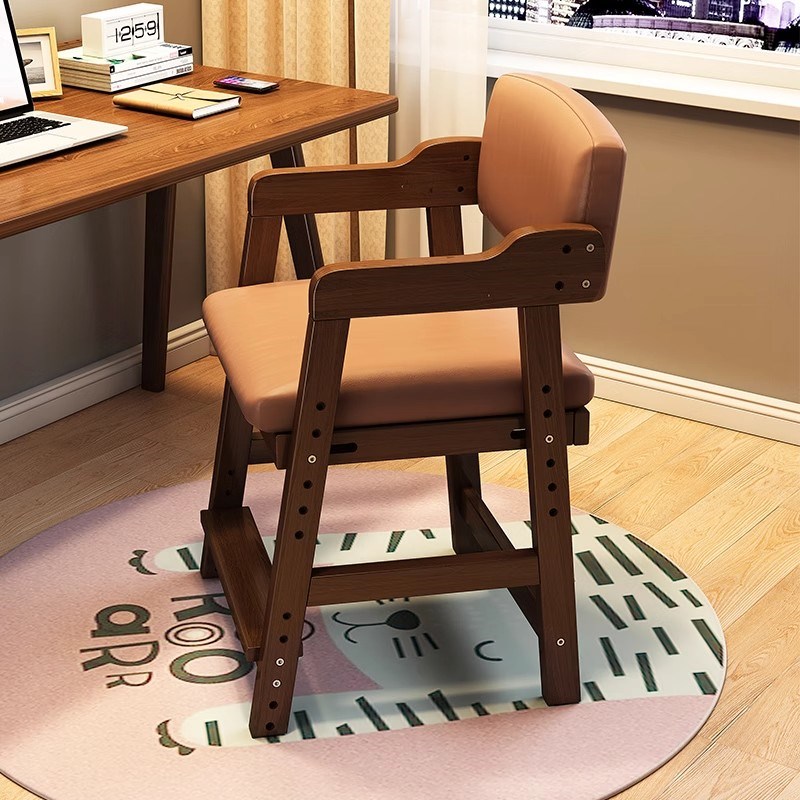 实木儿童学习椅可升降调节成长座椅凳子学生写字书桌椅子靠背餐椅