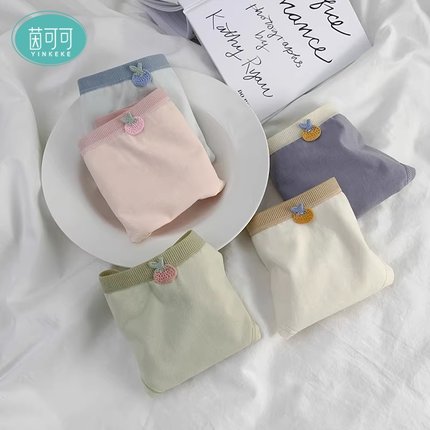 茵可可色彩缤纷女士内裤纯棉7A抑菌裆无痕女生少女中腰舒适贴身