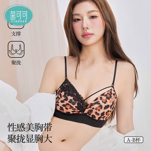 茵可可法式蕾丝美胸带内衣交叉细肩带软支撑小胸聚拢显胸大文胸女