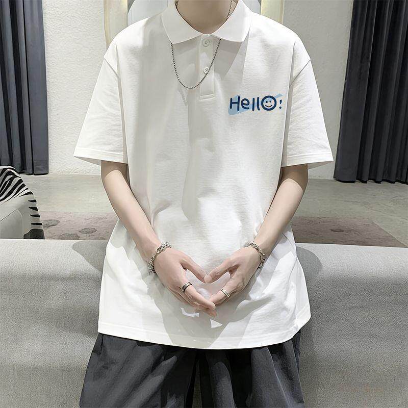 夏日百搭男装中长款纯棉白色POT恤