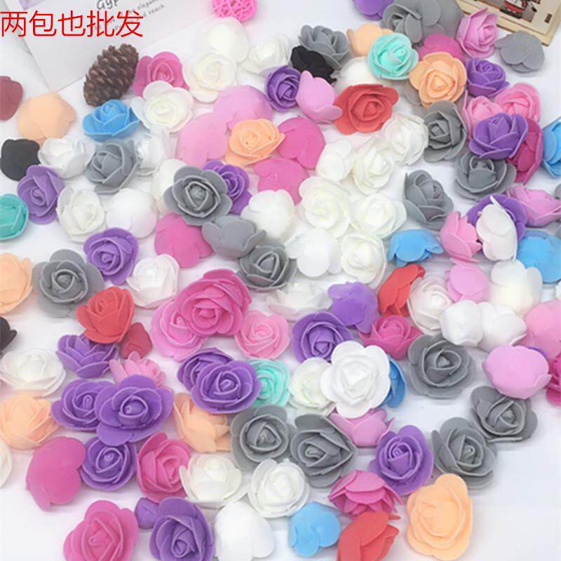 3.5cm仿真PE泡沫玫瑰花朵 手工装饰假花婚庆喜糖盒花环材料