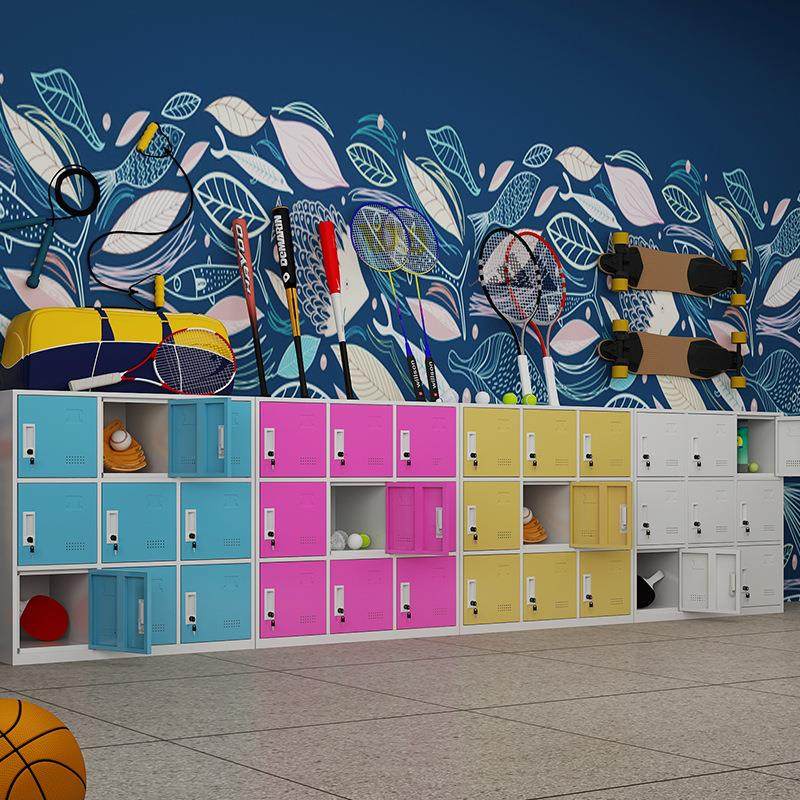 学生储物柜彩色学生书包柜多门鞋柜存包柜阳台柜铁皮小柜子,商业/办公家具,办公储物柜,淘宝优惠券,粉丝福利购,淘宝优惠卷