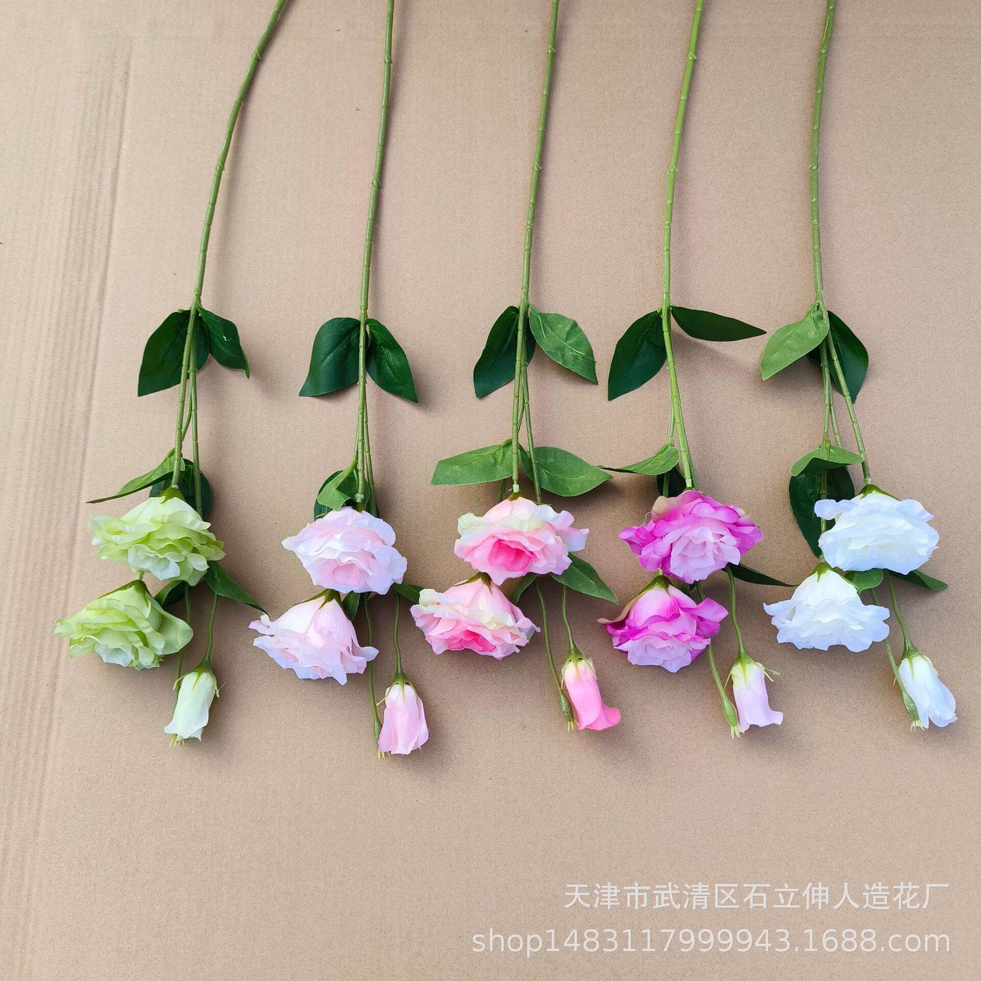 仿真新款3头洋桔梗 室内摆设假花家居酒店商场装饰花仿真花束