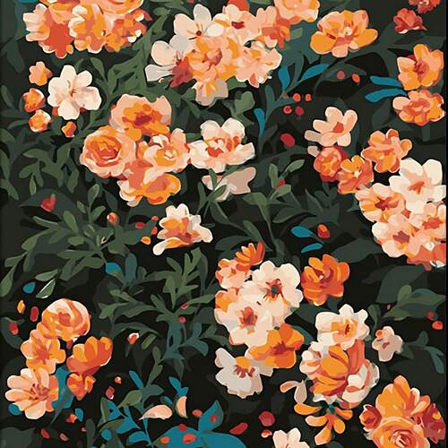 手工绘画按数字填色玫瑰花DIY数字油画丙烯风景装饰画