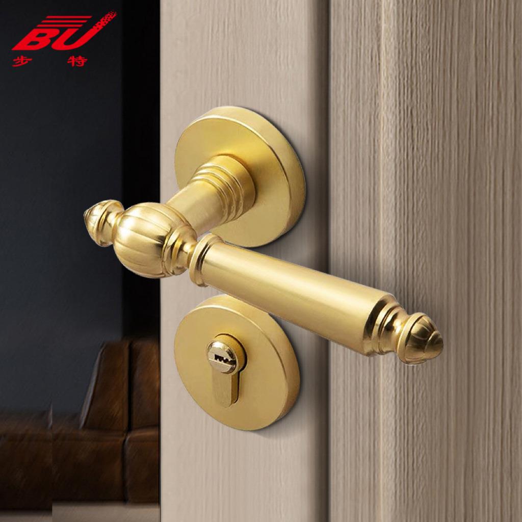 室内静音磁吸分体金色卧室门锁家用通用型房间门把手木门房门锁具