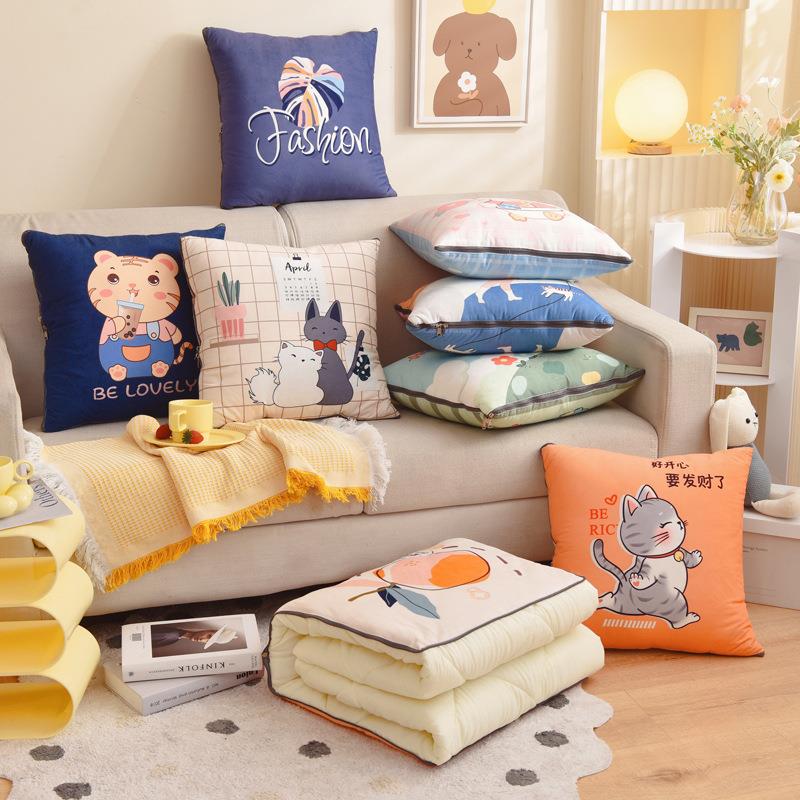 抱枕被子两用四季加厚新款水晶超柔车载靠垫午睡办公室毯子二合一