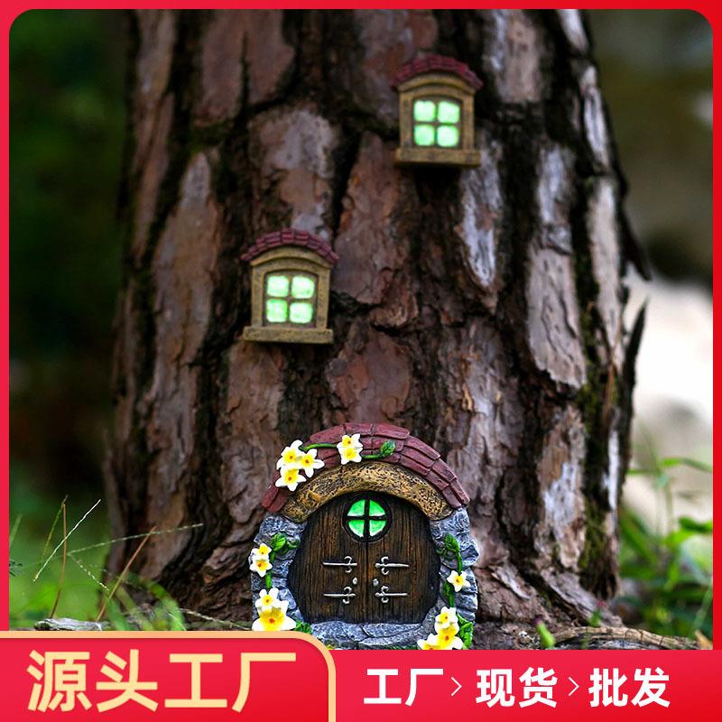 庭院院子摆件装饰仙女荧光夜光门窗树挂件墙面微景观树脂工艺品