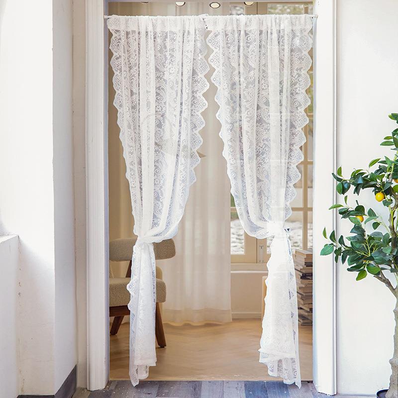 新款法式复古蕾丝门帘卧室装饰不透人窗纱免打孔隔断纱帘成品