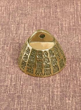 古玩秦诏文权秤砣秦始皇实心黄铜文镇压文房铜器把玩件浮雕铜摆件