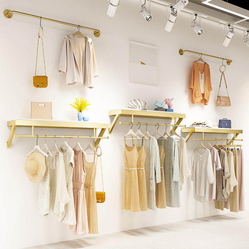 服装店上墙展示架简约墙上女装服饰挂衣架陈列货架童装衣架杆