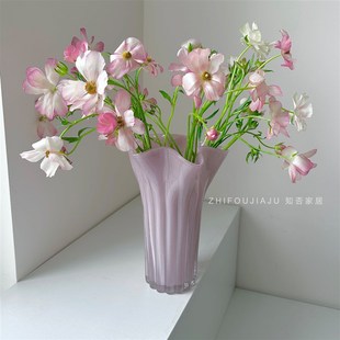 浪漫装 轻奢芬顿花瓶紫白菜琉璃客厅摆件高级感花器水养鲜花法式 饰