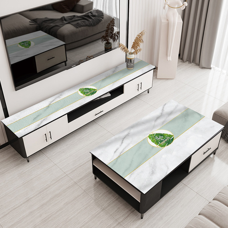 电视柜桌垫仿大理石盖q布长条硅胶茶几电视柜组合桌布台面保护铺