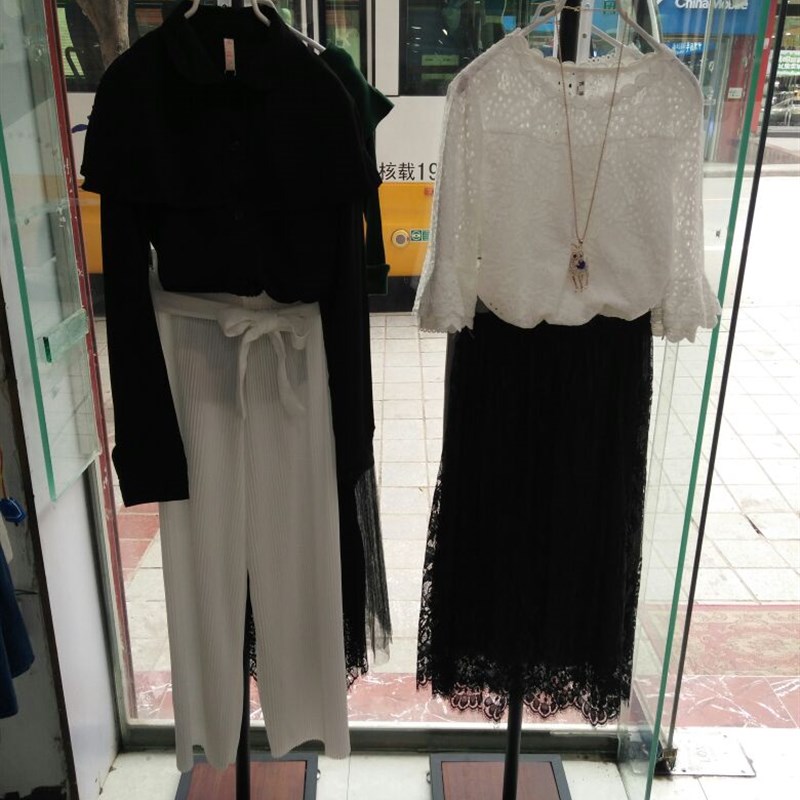 服装店橱窗展示架铁艺点挂单双挂落地G挂衣架正挂货架中岛模特道